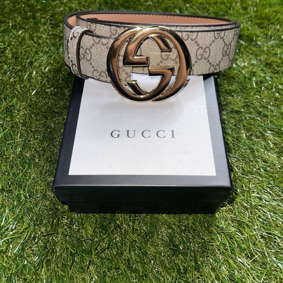 Gucci GG Brown Belt Gold Buckle - Picture 1 of 3